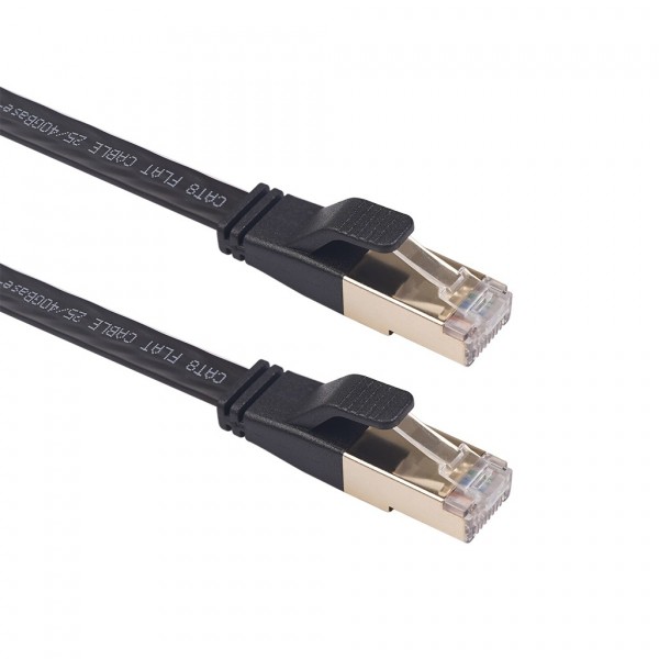 CAT8  2 Double Shielded CAT8 Flat Network LAN Cable  Length  0 5m